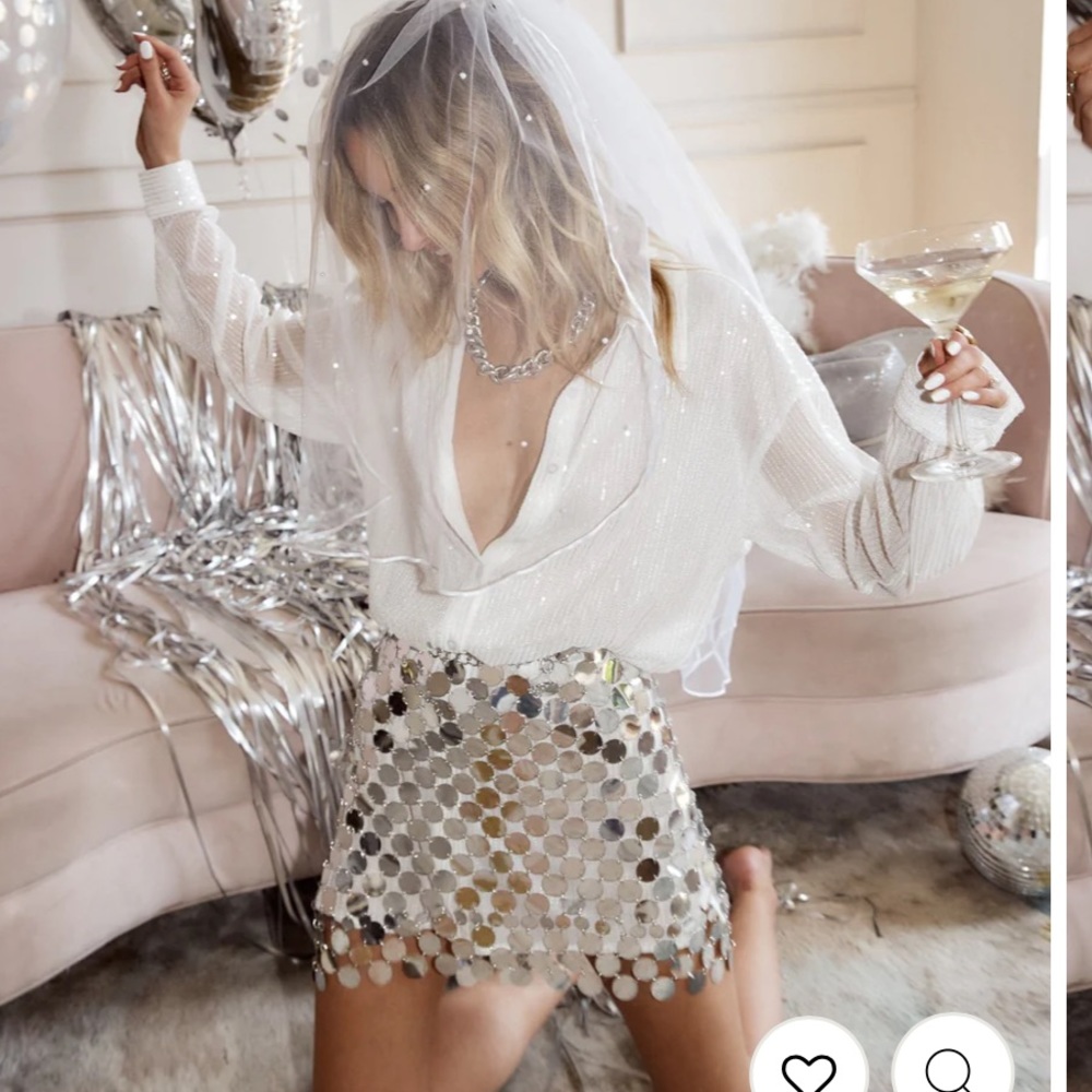 Silver Disco Skirt Size Small Perfect for festival season